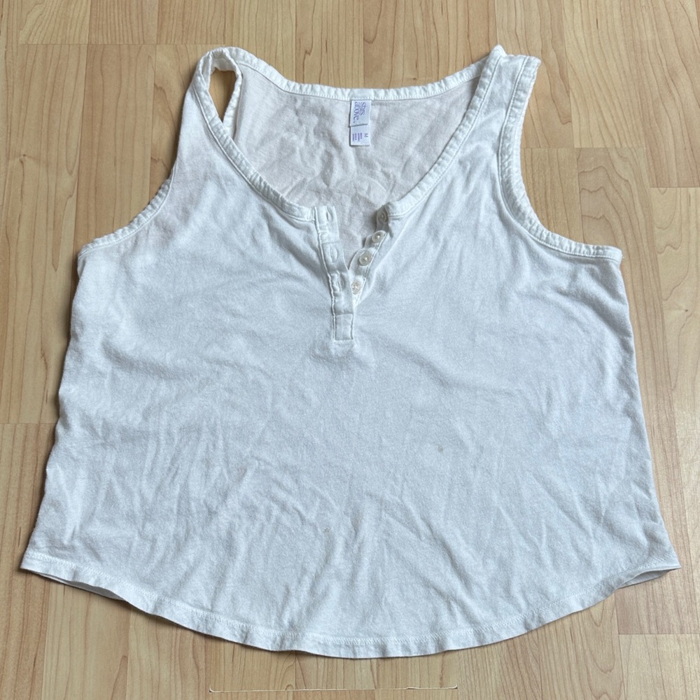 Stars Above White Henley Tank Top